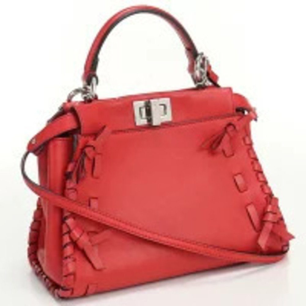 Fendi Handbag Peekaboo Leather Red Bag